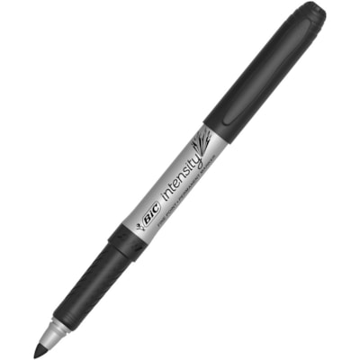 BIC Intensity Marker Fine Tip Permanent Markers, Black, 12-Count Pack, Art Supplies for Adults and Teens - 0.5 mm (0.02") Ultra Fine Marker Point - Black Ink - 12 / Pack CONICAL TIP 