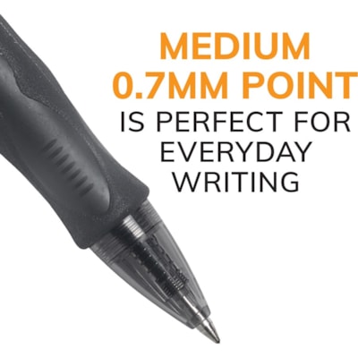 BIC Gel-ocity Original Black Gel Pens, Medium Point (0.7mm), 12-Count Pack, Retractable Gel Pens With Comfortable Grip - 0.7 mm (0.03") Medium Pen Point - Retractable - Black Ink - Gel-based - Translucent Barrel - 1 Each RETRACTABLE 