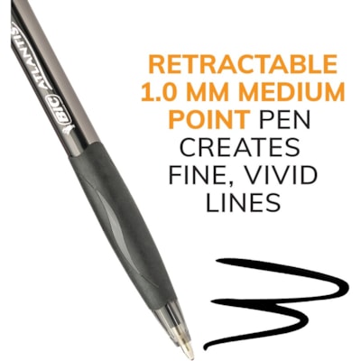 BIC Glide Black Retractable Ballpoint Pens, Medium Point (1.0mm), 12-Count Pack, Ultra Smooth Writing Black Pens - 1 mm (0.04") Medium Pen Point - Retractable - Black Ink - 12 / Box NO CLICK  -  MEDIUM POINT 