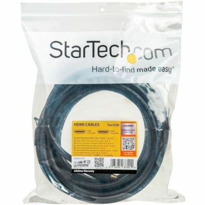 StarTech.com 23ft (7m) Premium Certified HDMI 2.0 Cable with Ethernet, High Speed Ultra HD 4K 60Hz HDMI Cable HDR10, UHD HDMI Monitor Cord - 22.9ft/7m Premium Certified high speed HDMI cable with Ethernet; 4K 60Hz (up to 4096x2160p)/UHD/18Gbps bandwidth/HDR10/Ultra wide/32 Ch Audio - 34AWG HDMI cord  CABL 
