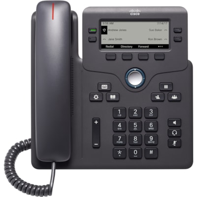 Cisco 6841 IP Phone - Corded - Corded - Charcoal - 4 x Total Line - VoIP - 2 x Network (RJ-45) - PoE Ports andset  NA Power Adapter 