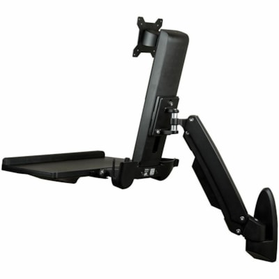 StarTech.com Wall Mount Workstation, Full Motion Standing Desk, Ergonomic Height Adjustable Monitor & Keyboard Tray Arm, For VESA Display - Ergonomic wall-mount workstation - Up to 17lb VESA monitor (incl ultrawide) - Foldable wall mounted standing desk - Articulating height adjustable arm for monit on - Up to 17lb VESA monitor ( incl ultrawide) - Fo
