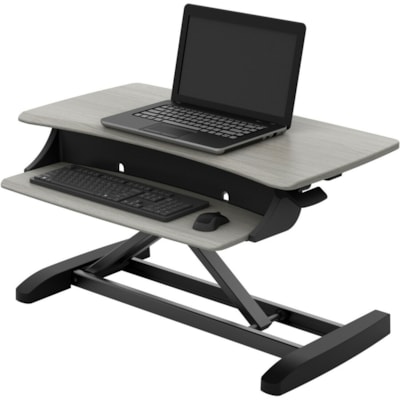 Ergotron WorkFit-Z Mini Sit-Stand Desktop - Wood Grain Rectangle, Dove Gray Top - 25 lb (11.34 kg) Capacity - 15.8" (401.32 mm) Table Top Length x 31" (787.40 mm) Table Top Width - 12.5" (317.50 mm) Height Mini Sit-Stand Desktop Worksta tion - 31 wide x 21