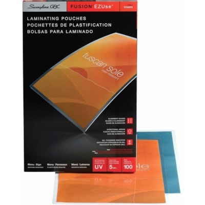 GBC EZUse Thermal Laminating Pouches 5Mil Menu Size 11.5" x 17.5" - 100 Pack - Sheet Size Supported: Menu 11.50" (292.10 mm) Width x 17.50" (444.50 mm) Length x 5 mil (0.13 mm) Thickness - Laminating Pouch/Sheet Size: 11.63" (295.40 mm) Width - for Document, Laminator - UV Resistant, Fade Resistant, DIRECTIONAL ARROWS & MIL SIZE 
