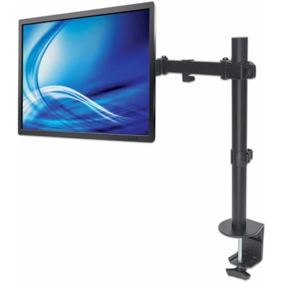 Manhattan 461542 Desk Mount for Monitor, LCD Monitor, Display, TV, Display Screen, LCD Display - Black - Height Adjustable - 1 Display(s) Supported - 10" to 32" Screen Support - 17.64 lb (8000 g) Load Capacity - 75 x 75, 100 x 100 - VESA Mount Compatible - Steel, Cast Metal - 1 unt with Double-Link Swing Arm  Holds One 13in to 3