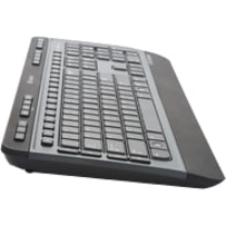 Verbatim Wireless Multimedia Keyboard and 6-Button Mouse Combo - Black - USB Type A Wireless RF - Black - USB Type A Wireless RF - Optical - Scroll Wheel - Black - Multimedia Hot Key(s) - AA, AAA - Compatible with Windows, Mac OS, Linux - 1 Each MULTIMEDIA KYBD/6 BTN MOUSE 2.4GHZ - BLACK