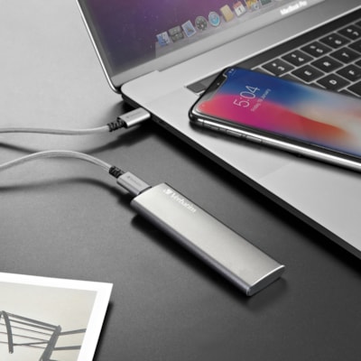 Verbatim Vx500 240 GB Solid State Drive - External - Graphite - Notebook Device Supported - USB 3.1 Type C - 500 MB/s Maximum Read Transfer Rate - 2 Year Warranty - 1 Each l for users that demand maximu m performance in dat