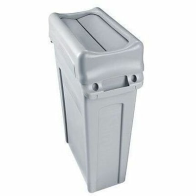 Rubbermaid Commercial Slim Jim Swing Lid Gray - Rectangular - Resin, Plastic - Gray FITS SLIM JIM CONTAINER 