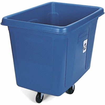 Rubbermaid Commercial - Poubelle - 151,42 L Capacité - Cube - Pour Commercial - À charnière, Roulette, Résistantes - hauteur de 37 po (939,80 mm) x largeur de 43,7 po (1109,98 mm) x profondeur de 31 po (787,40 mm) - Métal, Plastique - Bleu CAPACITÉ DE 500LB  BLEU 43-3/4" X 31" X 37"