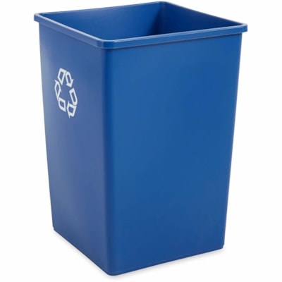 Rubbermaid Commercial - Poubelle - 132,49 L Capacité - Pour Intérieur, Extérieur, Industriel - Résistantes, Résistant aux fissures, Sans contact - hauteur de 27,6 po (701,04 mm) x largeur de 19,5 po (495,30 mm) x profondeur de 19,5 po (495,30 mm) - Plastique - Bleu POUR RECYCLAGE 