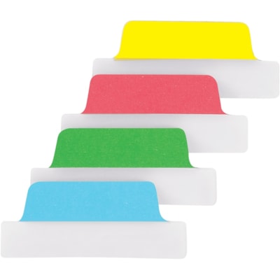 Avery® UltraTabs Repositionable Margin Tabs - 48 Tab(s) - 1" (25.40 mm) Tab Height x 2.50" (63.50 mm) Tab Width - Green Film, Clear Paper, Yellow, Red, Blue Tab(s) - 48 / Pack PK/48  TWO SIDED  WRITABLLE 