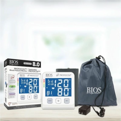 Bios Diagnostics Blood Pressure Monitor - BP Level Indicator, Large Display, Time Function, Date Function, Alarm, Irregular Heartbeat Detection 2 USERS  STORES 90 READINGS 