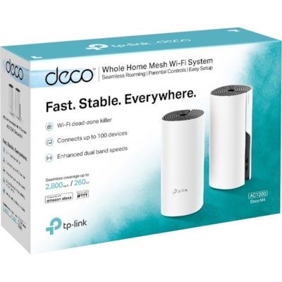 TP-Link Deco M4 IEEE 802.11ac 1.17 Gbit/s Wireless Access Point - 2.40 GHz, 5 GHz - 2 x Internal Antenna(s) - MIMO Technology - 2 x Network (RJ-45) - Bluetooth 4.2 - Desktop - 2  WRLS 