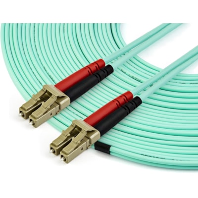 StarTech.com 15m (50ft) LC/UPC to LC/UPC OM3 Multimode Fiber Optic Cable, Full Duplex 50/125 Zipcord, 100G, LSZH Fiber Jumper Cord - 15m (49ft) OM3 Multimode LC/LC-UPC Fiber Cable; 1/10/40/100 Gbps Full Duplex; 50/125um Core w/ Aramid Sheath; Bandwidth: 2000MHz·km at 850nm w/ VCSEL source; Outer Dia  CABL 