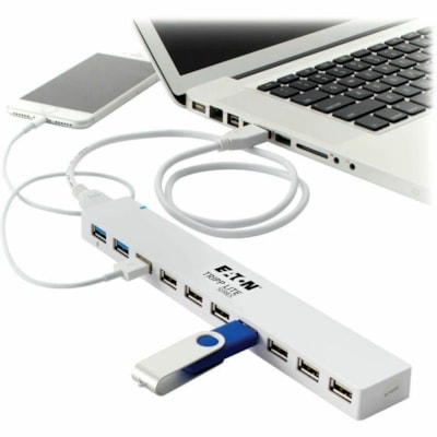 Tripp Lite series U360-010C-2X3 10-Port USB 3.0 / USB 2.0 Combo Hub - USB 3.0 Micro-B - External - 10 USB Port(s) - 8 USB 2.0 Port(s) - 2 USB 3.0 Port(s) - PC, Mac, ChromeOS o Hub - USB Charging  2 USB 3. 0 & 8 USB 2.0 Ports