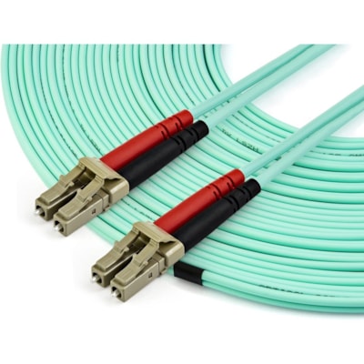 StarTech.com 15m (50ft) LC/UPC to LC/UPC OM4 Multimode Fiber Optic Cable, 50/125µm, 100G, Low Insertion Loss, LSZH Fiber Jumper Cord - 15m (49ft) OM4 Multimode LC/LC-UPC Fiber Cable; 1/10/40/100 Gbps Full Duplex; 50/125µm Core w/ Aramid Sheath; Bandwidth: 2000MHz·km at 850nm w/ VCSEL sou  CABL 