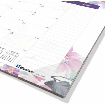 Blueline 2026 12-Months Monthly Desk Pad/Calendar - January to December - 17-3/4" x 10-7/8 - Passion Collection - Bilingual - Monthly, Yearly - 12 Month - January 2026 to December 2026 - 1 Month Single Page Layout - 17 3/4" (450.85 mm) x 10 7/8" (276.23 mm) Sheet Size - 2 x Holes - Desk Pad - Clear   