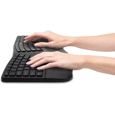 Kensington Pro Fit Ergo Wireless Keyboard-Black - Wireless Connectivity - Bluetooth/RF - 2.40 GHz - USB Interface - Black  WRLS 