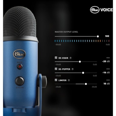 Blue Yeti Wired Condenser Microphone - Stereo - 20 Hz to 20 kHz - Cardioid, Bi-directional, Omni-directional - Desktop, Stand Mountable, Side-address - USB  