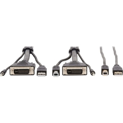 Tripp Lite series P784-006-U KVM Cable - 6 ft (1.83 m) KVM Cable for KVM Switch, Computer, Scanner, Smart Card, Biometric Reader - First End: 1 x 24-pin DVI-I (Dual-Link) Digital Video - Male, 1 x Mini-phone Stereo Audio - Male, 1 x USB 2.0 Type A - Male - Second End: 1 x 24-pin DVI-I (Dual-Link) Di I-I Left Connector - Male Left  Gender - 3.5mm USB-