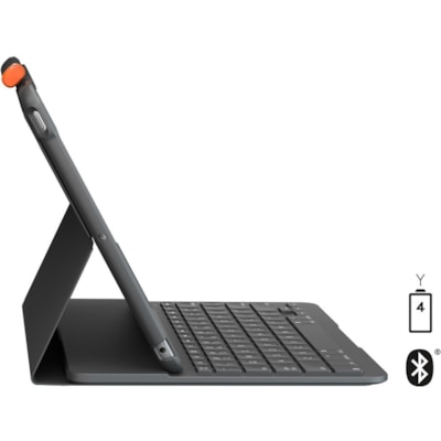 Logitech Slim Folio Keyboard/Cover Case (Folio) iPad (7th Generation), iPad (8th Generation), iPad (9th Generation) Tablet - Graphite - Water Resistant, Scratch Resistant, Bump Resistant - Plastic Body - 7.28" (184.91 mm) Height x 10.12" (257.05 mm) Width x 0.87" (22.10 mm) Depth  