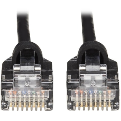 Tripp Lite series Cat6a 10G Snagless Molded Slim UTP Network Patch Cable (M/M), Black, 15 ft. - 15 ft (4.57 m) Category 6a Network Cable for Computer, Server, Router, Printer, Switch, Network Device, Hub, Modem, Patch Panel, Photocopier - First End: 1 x RJ-45 Network - Male - Second End: 1 x RJ-45 N agless Molded Slim UTP Etherne t Cable (RJ45 M/M)