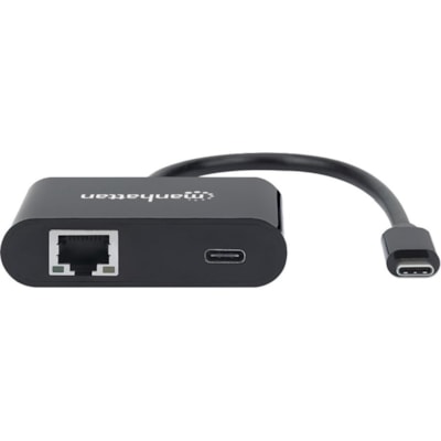 Manhattan USB-C to Gigabit Network Adapter With Power Delivery Port - USB 3.2 (Gen 1) Type C - 1 Port(s) - 1 - Twisted Pair - 10/100/1000Base-T - Portable work Adapter with Power Delive ry Port Gigabit (10/