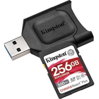 Kingston Canvas React Plus 256 GB Class 10/UHS-II (U3) SDXC - 300 MB/s Read - 260 MB/s Write  FLSH 