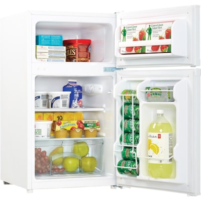 Danby Designer 3.1 cu. ft. Compact Refrigerator - 110.44 L - Manual Defrost - Reversible - 87.78 L Net Refrigerator Capacity - 24.64 L Net Freezer Capacity - 319 kWh per Year - White - Freestanding 87L TOTAL CAPACITY REFRIGERATR 
