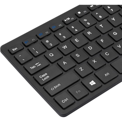 Adesso Bluetooth Wireless SlimTouch Mini Keyboard - Wireless Connectivity - Bluetooth - 30 ft (9144 mm) - USB Interface - 78 Key(s) - English (US) - QWERTY Layout - iPad - Windows - Scissors Keyswitch - AAA Battery Size Supported - Black  Wireless Mini Keyboard  Low P rofile Scissors Swit