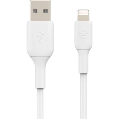 Belkin BoostCharge Lightning to USB-A Cable (2 meter / 6.6 foot, White) - 6.6 ft Lightning/USB Data Transfer Cable for Notebook, Power Bank, iPhone, iPad, iPad Pro - First End: 1 x Lightning Male - Second End: 1 x USB Type A Male - MFI - White  