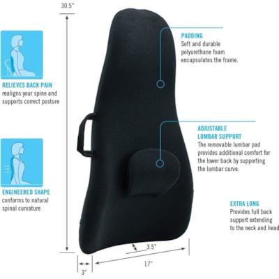 HoMedics Highback Backrest Support - Black - Polyurethane Foam - 1 Each  