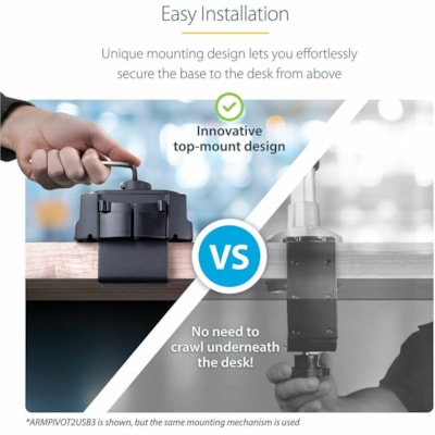 StarTech.com Desk Mount Monitor Arm with 2x USB 3.0 ports, for VESA Display up to 34" (17.6lb/8kg) , C-Clamp/Grommet, Mechanical Spring - VESA 75x75/100x100mm heavy duty single monitor arm for 32in (16:9) or 34in (21:9/ultrawide) display up to 8kg; 2 USB-A 3.0 passthrough ports - Tilt/Swivel - Full   MNT 