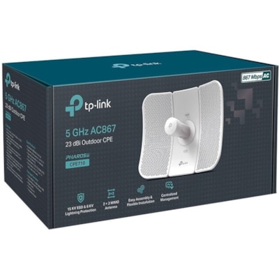 TP-Link CPE710 IEEE 802.11a/n/ac 867 Mbit/s Wireless Bridge - 5 GHz - MIMO Technology - 1 x Network (RJ-45) - Gigabit Ethernet - Pole-mountable  WRLS 