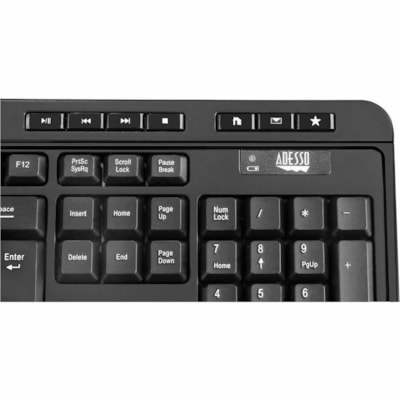 Adesso Antimicrobial Wireless Desktop Keyboard and Mouse - USB Membrane Wireless RF 2.40 GHz Keyboard - French - USB Wireless RF Mouse - Optical - 1200 dpi - Scroll Wheel - Media Player, Volume Down, Volume Up, Mute, Play/Pause, Previous Track, Next Track, Stop, My Computer, Search, Calculator, ...  keyboard & mouse combo French Canadian