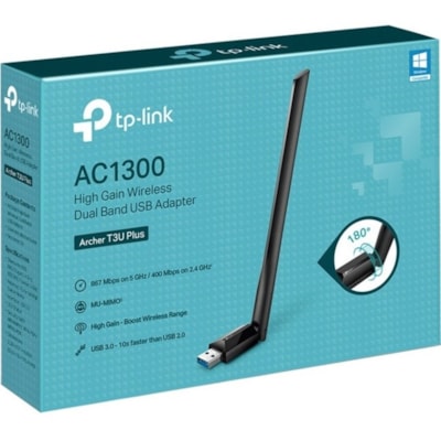 TP-Link T3U Plus IEEE 802.11ac Dual Band Wi-Fi Adapter for Desktop Computer, Notebook - USB 3.0 - 1.27 Gbit/s - 2.40 GHz ISM - 5 GHz UNII - External  