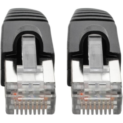 Tripp Lite series Cat.6a STP Patch Network Cable - 6" (152.40 mm) Category 6a Network Cable for Network Device, Switch, Hub, Patch Panel, Router, Modem, VoIP Device, Surveillance Camera, Server, PoE-enabled Device - First End: 1 x RJ-45 Network - Male - Second End: 1 x RJ-45 Network - Male - 10 Gbit nagless Shielded PoE MM Black 6in