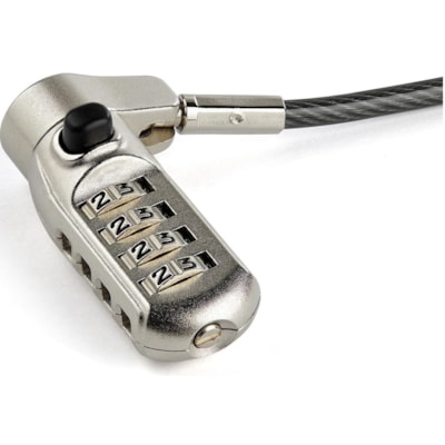 StarTech.com 6.5' (2m) 3-in-1 Universal Laptop Cable Lock - 4-Digit Combination Security Lock for K-Slot, Nano & Wedge Slot Desktop/Laptop - 6.5ft Universal combination laptop cable lock w/ 4-digit resettable code | Interchangeable lock tips for Kensington style K-Slot/Nano & Noble Wedge Slot - For   KIT 