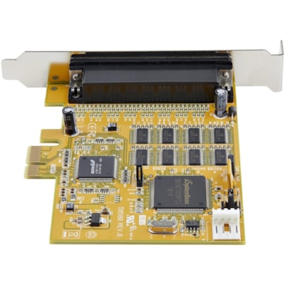 StarTech.com 8-Port PCI Express RS232 Serial Adapter Card, PCIe to DB9 RS232 Controller Card, 16C1050 UART, 15kV ESD, Windows Only, TAA - 8-Port PCI Express RS232 serial adapter card 16C1050 UART 15kV ESD - Bi-directional speed 921.6Kbps/port; 256byte FIFO - Expansion controller card; Pin 9 power 5v 2CTLR 