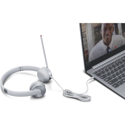 Lenovo 100 Headset - Stereo - Binaural ET - CLOUD GREY 