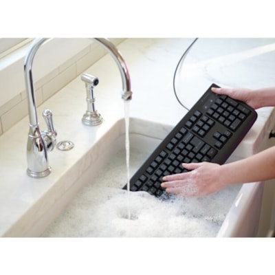 Kensington Pro Fit USB Washable Keyboard - Cable Connectivity - USB Interface - 104 Key Hot Key(s) - Rugged - English - Desktop Computer - Windows, Mac OS, ChromeOS - Black  