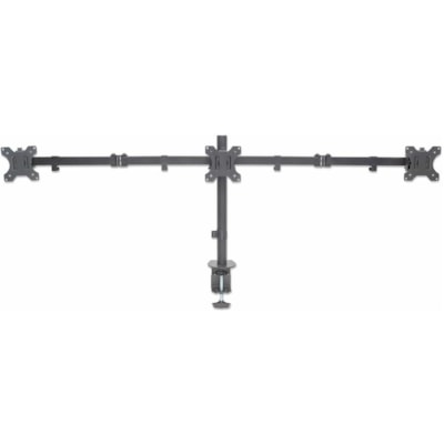 Manhattan 461658 Desk Mount for LCD Monitor, Display, Monitor - Black - Height Adjustable - 3 Display(s) Supported - 13" to 27" Screen Support - 46.30 lb (21000 g) Load Capacity - 75 x 75, 100 x 100 - VESA Mount Compatible - Steel, Cast Metal th Center Mount and Double-Lin k Swing Arms Support