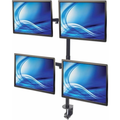 Manhattan 461566 Desk Mount for Monitor, LCD Monitor - Black - Height Adjustable - 4 Display(s) Supported - 13" to 32" Screen Support - 70.55 lb (32000 g) Load Capacity - 75 x 75, 100 x 100 - VESA Mount Compatible - Die-cast Metal, Steel or Mount with Double-Link Swin g Arms Holds Four 13