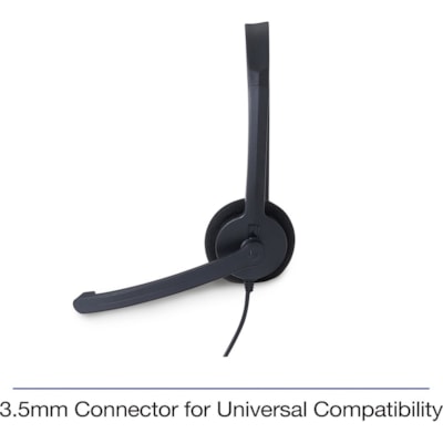 Verbatim Mono Headset with Microphone and In-Line Remote - Mono - Mini-phone (3.5mm) - Wired - 32 Ohm - 20 Hz to 20 kHz - Over-the-head - Monaural - Circumaural - 5.2 ft (1.60 m) Cable - Omni-directional Microphone WIRED W/IN-LINE REMOTE 3.5MM AUDIO JACK