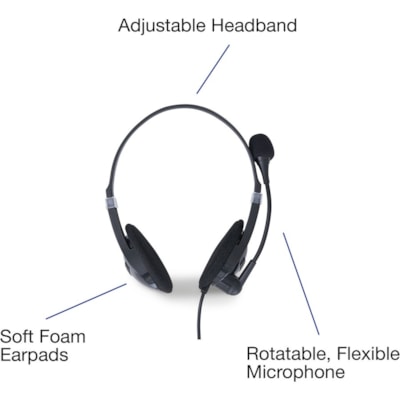 Verbatim Stereo Headset with Microphone and In-Line Remote - Stereo - USB Type A - Wired - 32 Ohm - 20 Hz to 20 kHz - Over-the-head - Binaural - Circumaural - 6.6 ft (2 m) Cable - Omni-directional Microphone WIRED W/MIC & IN-LINE REMOTE 