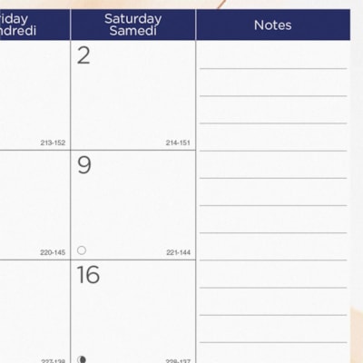 Blueline Foliage Academic 12-Month Desk Pad Calendar, 22" x 17" , Bilingual - Academic - Monthly - August 2024 to July 2025 - 1 Month Single Page Layout - Desk Pad - Chipboard - 22" (558.80 mm) Height x 17" (431.80 mm) Width - Top Bound, Reinforced Corner, Tear-off, Bilingual, Daily Block, Reference  
