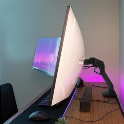 Ergotron Desk Mount for Monitor, Curved Screen Display - Matte Black - Height Adjustable - 49" Screen Support - 42 lb (19050.88 g) Load Capacity - 100 x 100, 75 x 75 ITH HD PIVOT  MATTE BLACK 