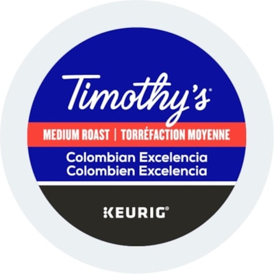 Café - Excelencia ColombieTimothy's - Moyenne - 24 boîte KCUP 24/BT  UTILISATION DE KB145  KB200 ET KB155