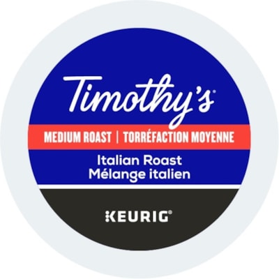 Timothy's K-Cup Italian Blend Medium Roast Coffee - Compatible with Keurig K-Cup Brewer - Medium - Per Pod - 24 / Box  
