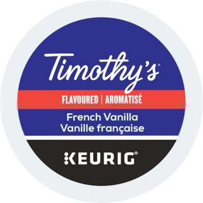 Timothy's K-Cup French Vanilla Medium Roast Coffee - Compatible with Keurig K-Cup Brewer - Medium - Per Pod - French Vanilla, Arabica - 24 / Box COFFEE BX/24  - USE ONLY IN KEURIG SINGLE CUP COFFEEMAKERS